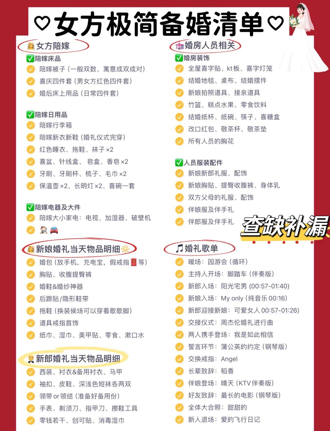一份完整女方嫁妆清单(女方准备的基本嫁妆清单文档) 一份完整女方嫁妆清单(女方准备的基本嫁妆清单文档)