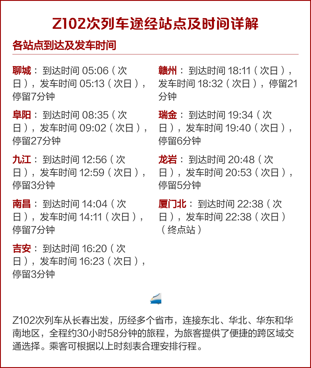 关于t172次列车途经站点和时间的信息
