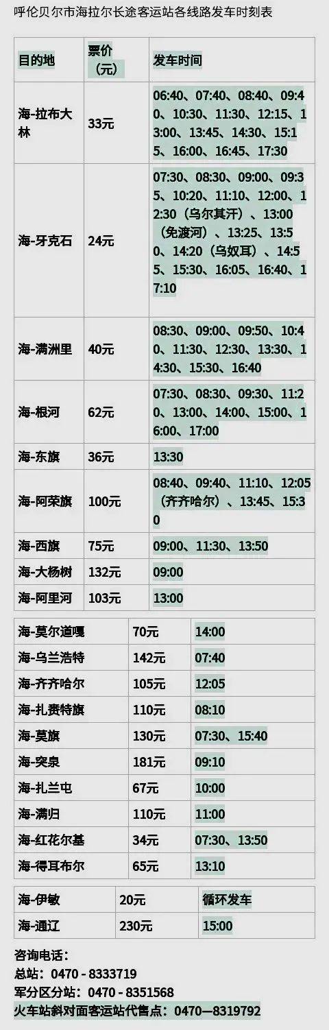 牙克石到海拉尔火车时刻表查询(牙克石到海拉尔火车时刻表查询上午)
