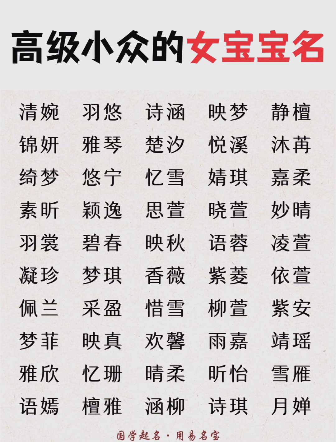 今年女宝宝取什么名字好听的名字(今年女宝宝取什么名字好听的名字有寓意)