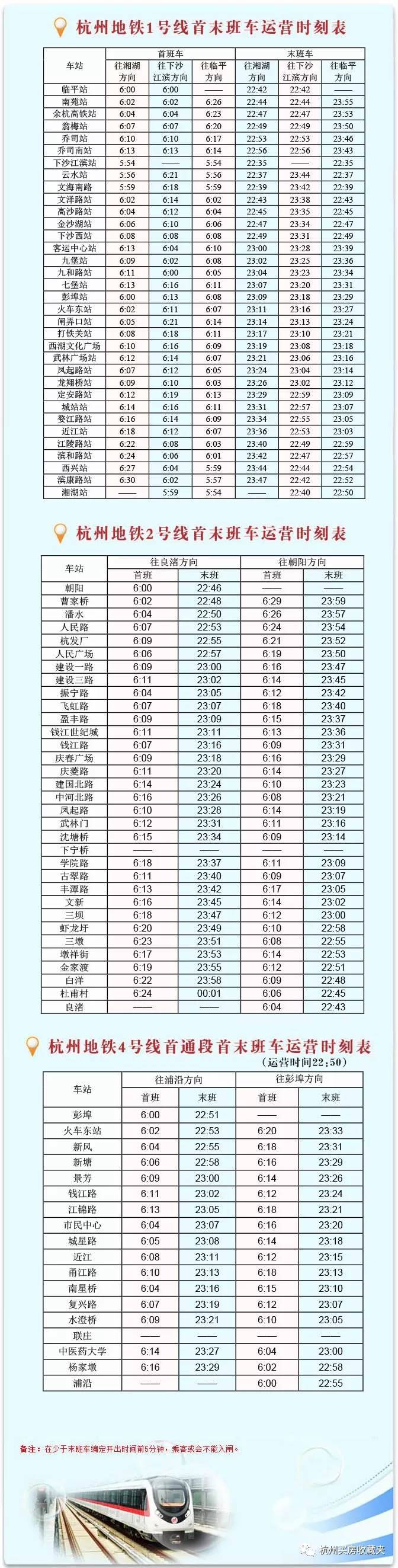 杭州地铁时刻表(杭州地铁时刻表运行图)