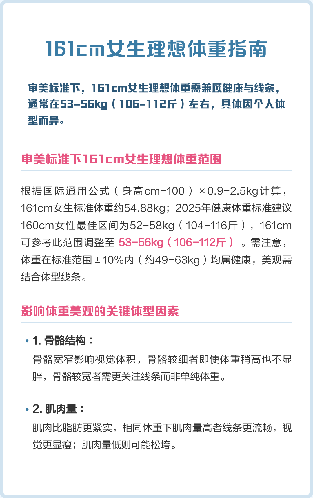 161身高的最佳体重(161身高多少斤最完美)