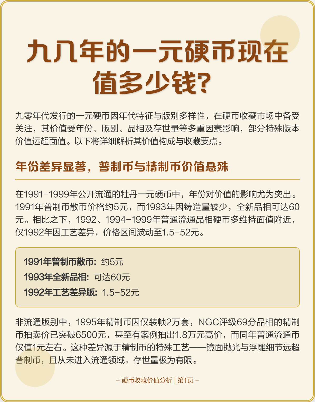 1995年的一元硬币值多少钱(1995年的一元硬币现在值多少钱)
