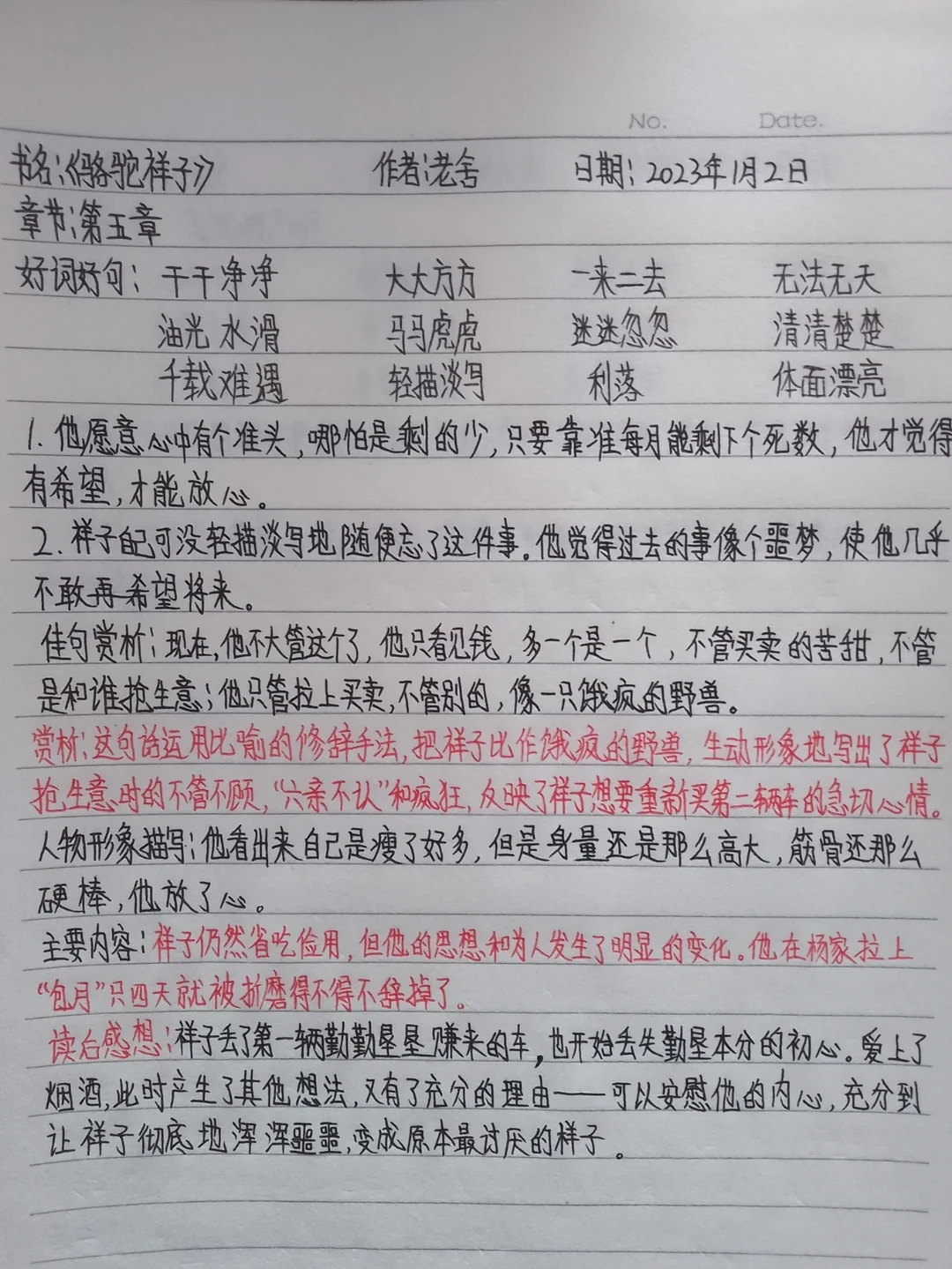 骆驼祥子第五章批注(骆驼祥子第五章批注5处)