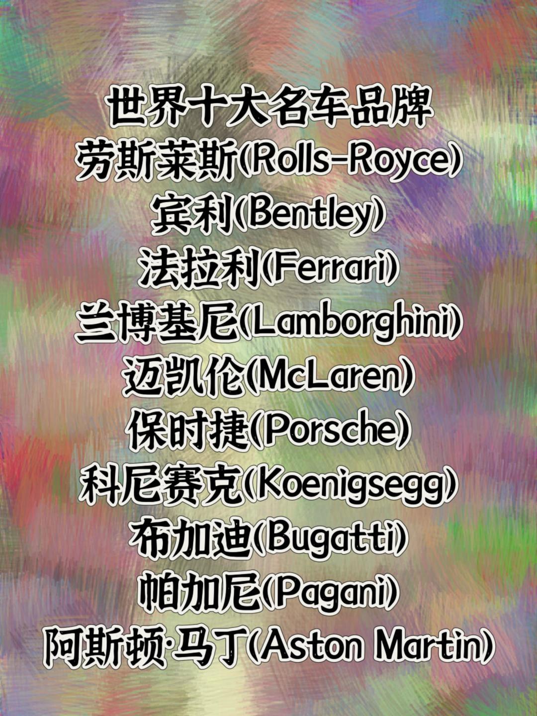 世界名车排行榜(世界名车大全图片) 世界名车排行榜(世界名车大全图片)